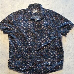 Express Men's Navy Floral Button-Down Shirt
